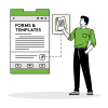 A man standing proudly beside his downloadable landlord template