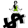 Illustration of woman meditating on a dollar sign